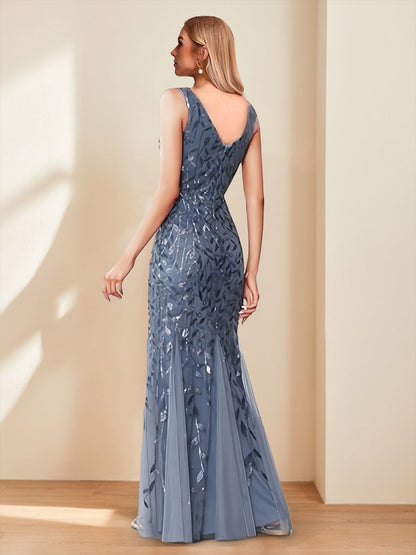 Mermaid/Trumpet V-Neck Sleeveless Mother of the Bride Dresses with Appliques