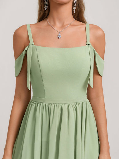 A-Line/Princess Square Sleeveless Chiffon Short Semi Formal Dresses with Pleats