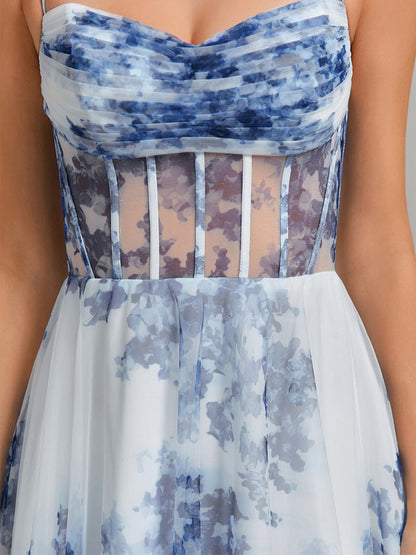 A-Line/Princess Sweetheart Printed Floral Short/Mini Semi Formal Dresses