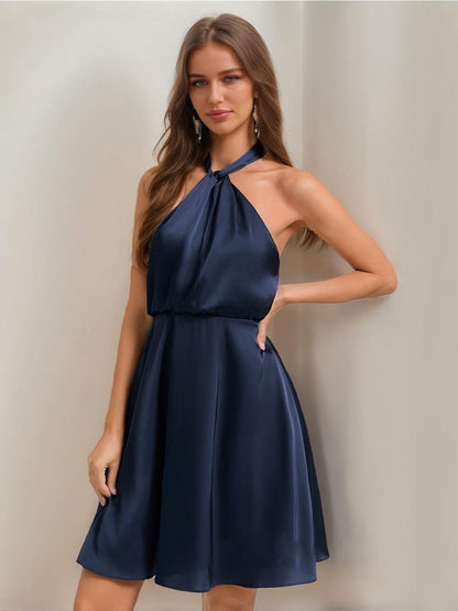 A-Line/Princess Halter Mini Dresses Short Semi Formal Dresses