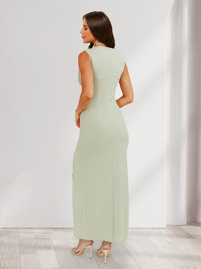 Sheath/Column Asymmetrical Knit Ruched Bridesmaid Dresses with Split Side