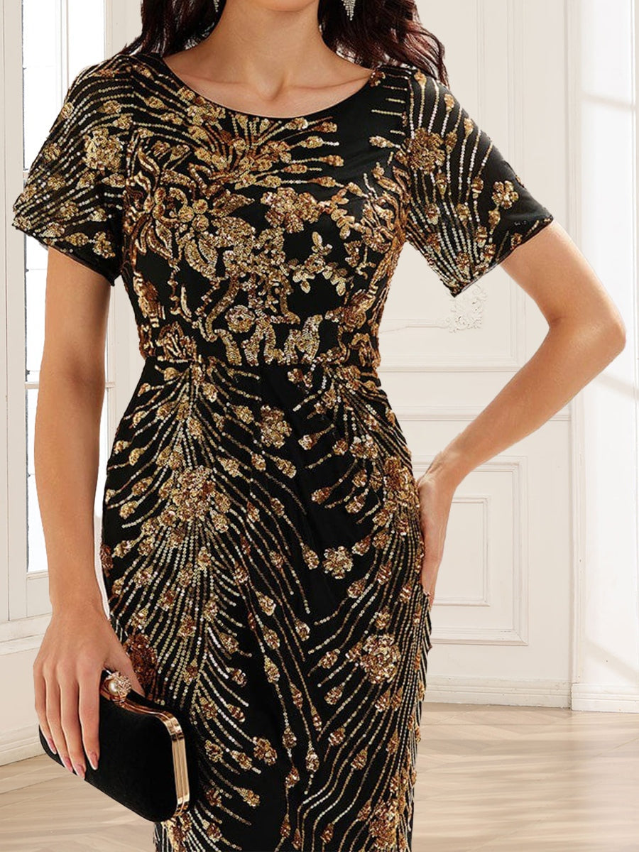 Trumpet/Mermaid Scoop Short Sleeves Ankle-Length Mother of the Bride Dresses with Sequin