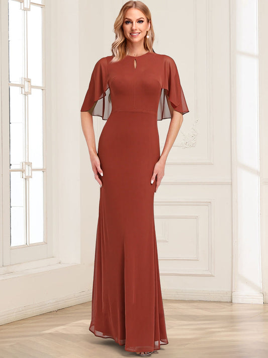 Trumpet/Mermaid Scoop Short Sleeves Floor-Length Mother of the Bride Dresses