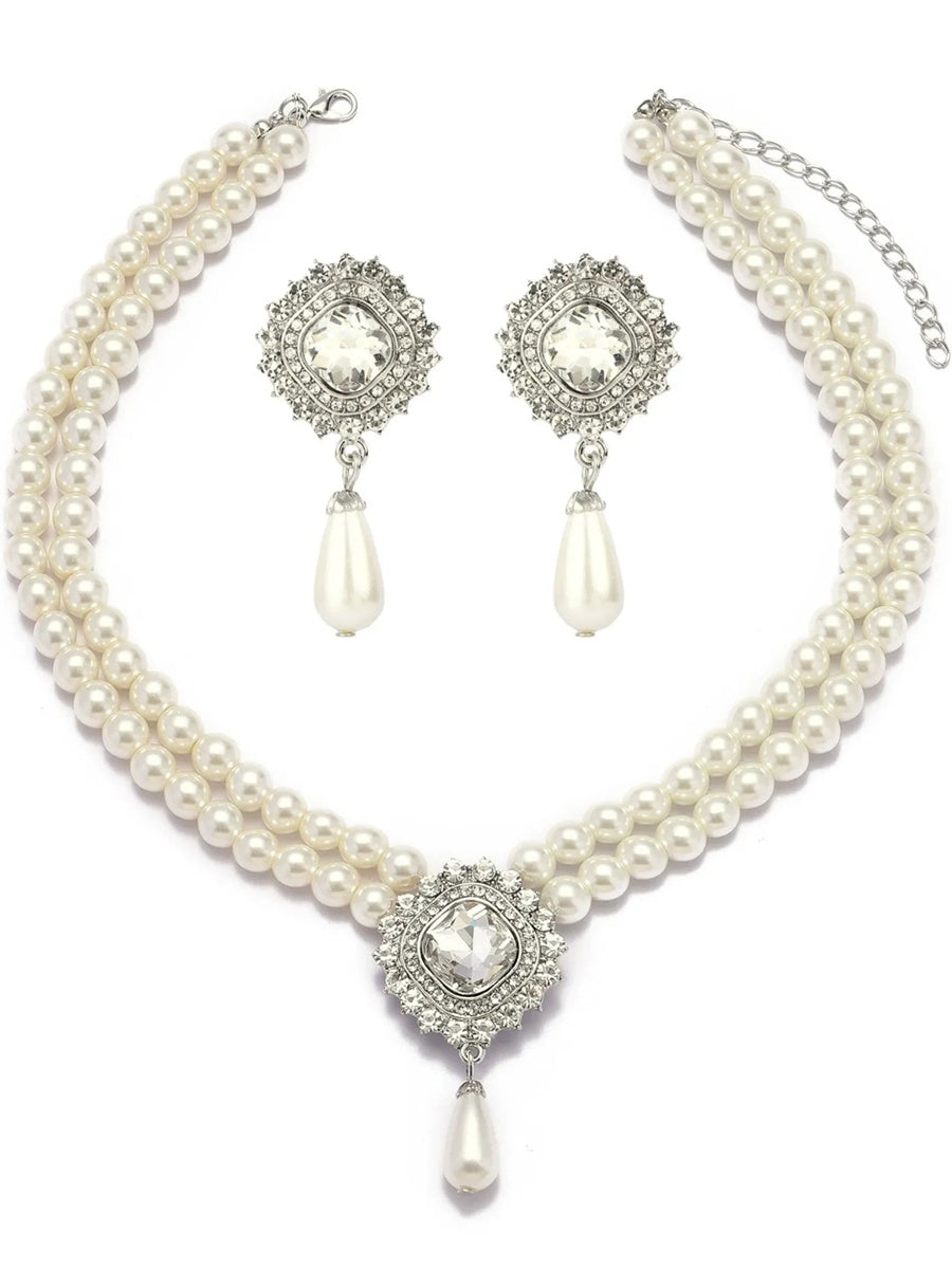 Artificial Luxury Pearls Necklace and Earrings Sets Jewelry for Women