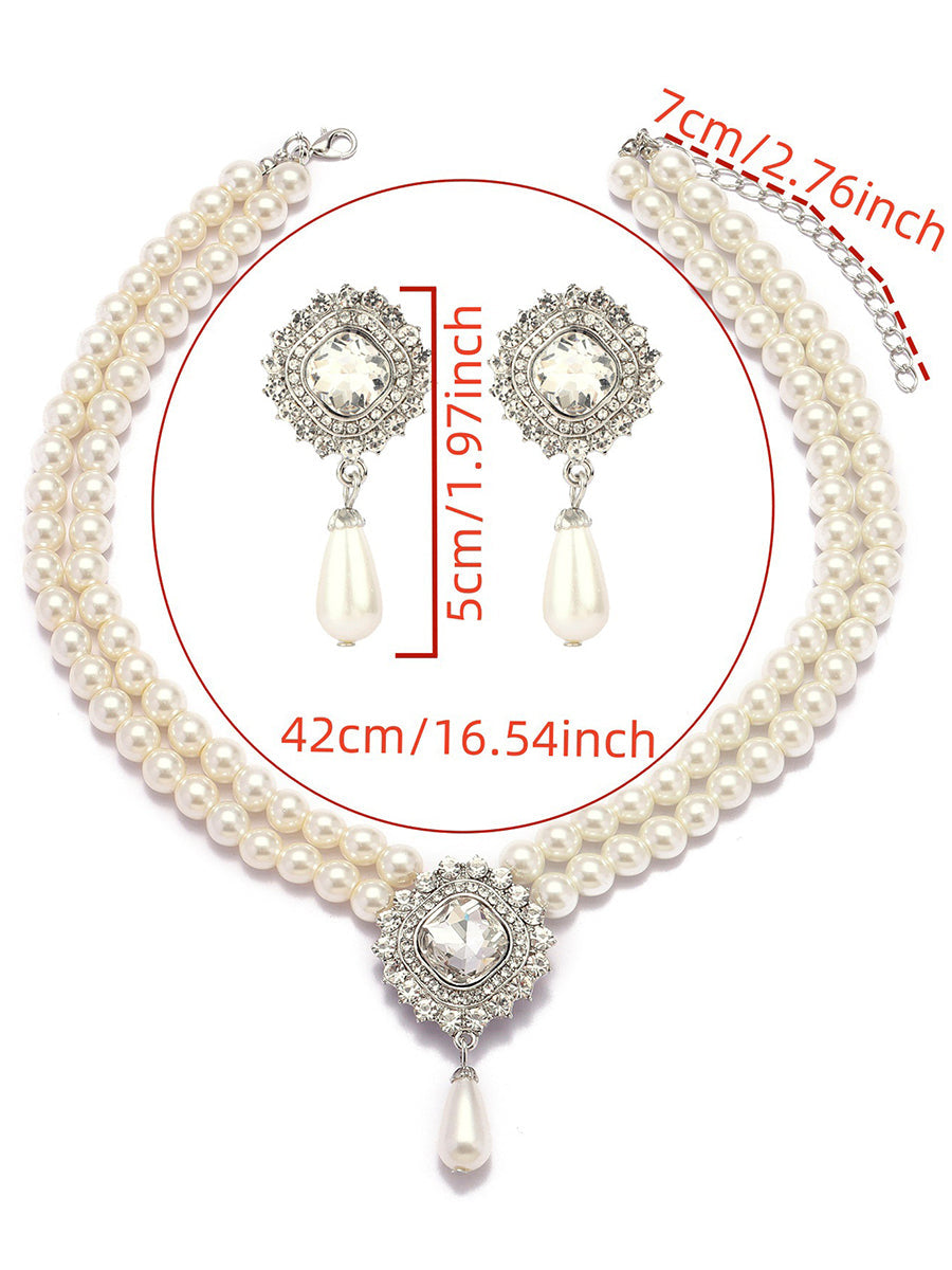 Artificial Luxury Pearls Necklace and Earrings Sets Jewelry for Women