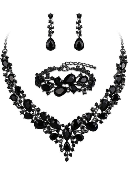 Women's Luxurious Rhinestones 3 Pieces Jewelry Sets