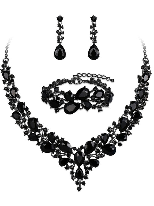 Women's Luxurious Rhinestones 3 Pieces Jewelry Sets