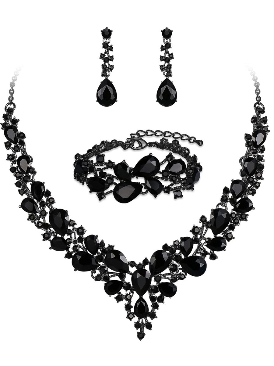 Women's Luxurious Rhinestones 3 Pieces Jewelry Sets