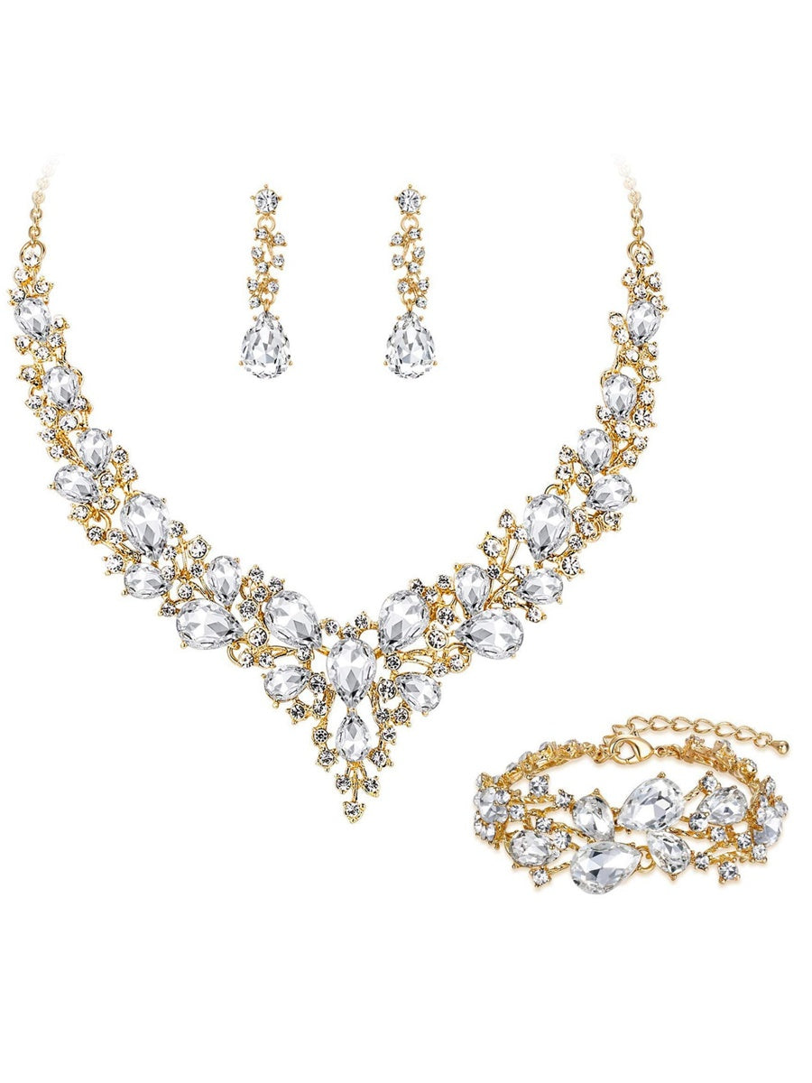 Women's Luxurious Rhinestones 3 Pieces Jewelry Sets