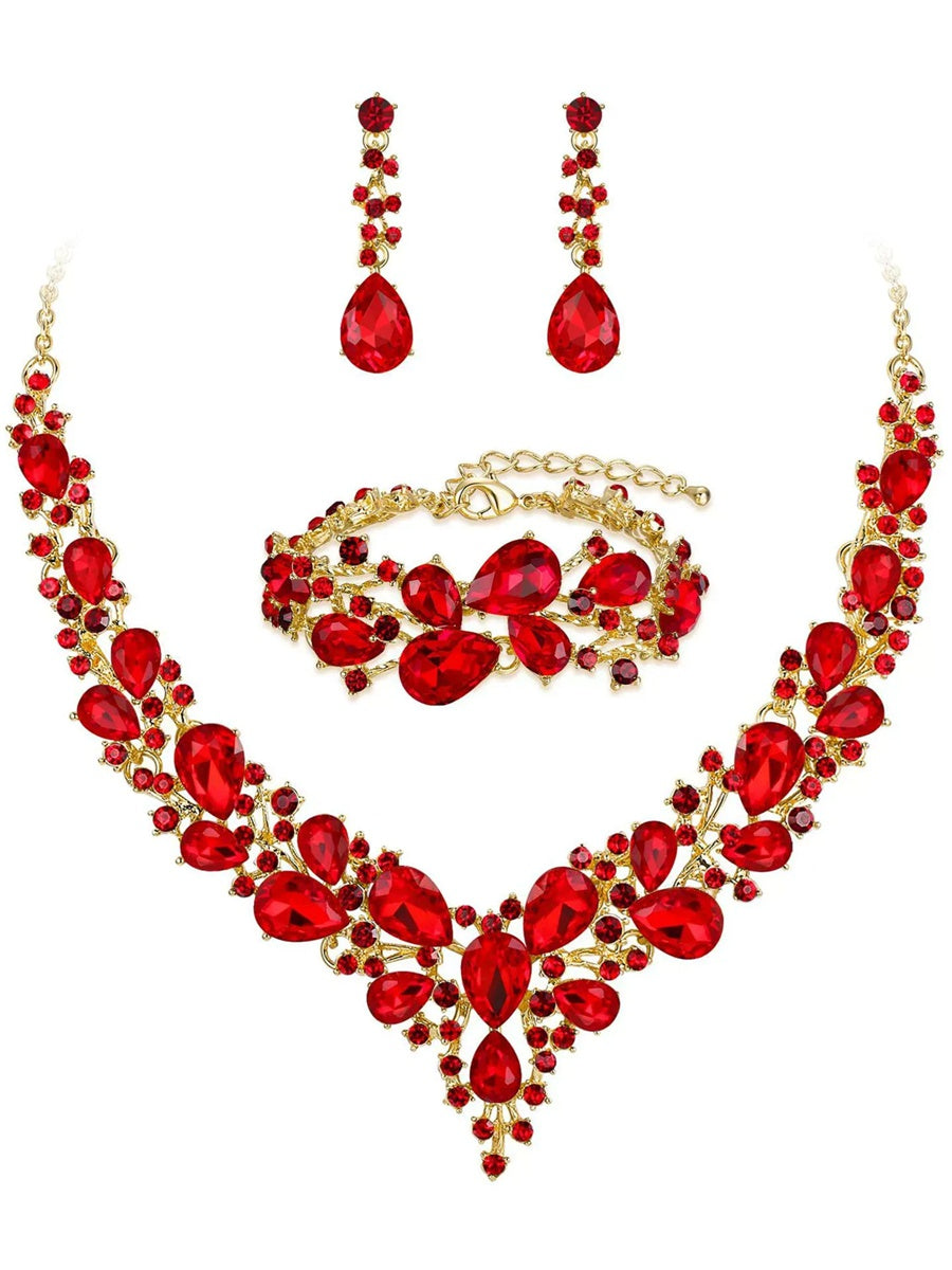 Women's Luxurious Rhinestones 3 Pieces Jewelry Sets