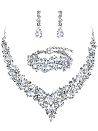 Women's Luxurious Rhinestones 3 Pieces Jewelry Sets
