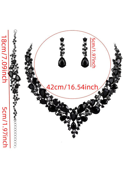 Women's Luxurious Rhinestones 3 Pieces Jewelry Sets