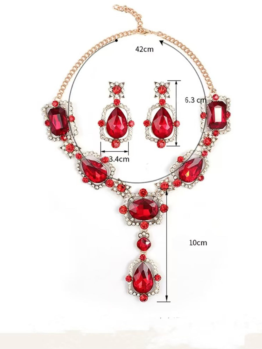 Women's Retro Exaggerated Necklace & Earrinngs Jewelry Set