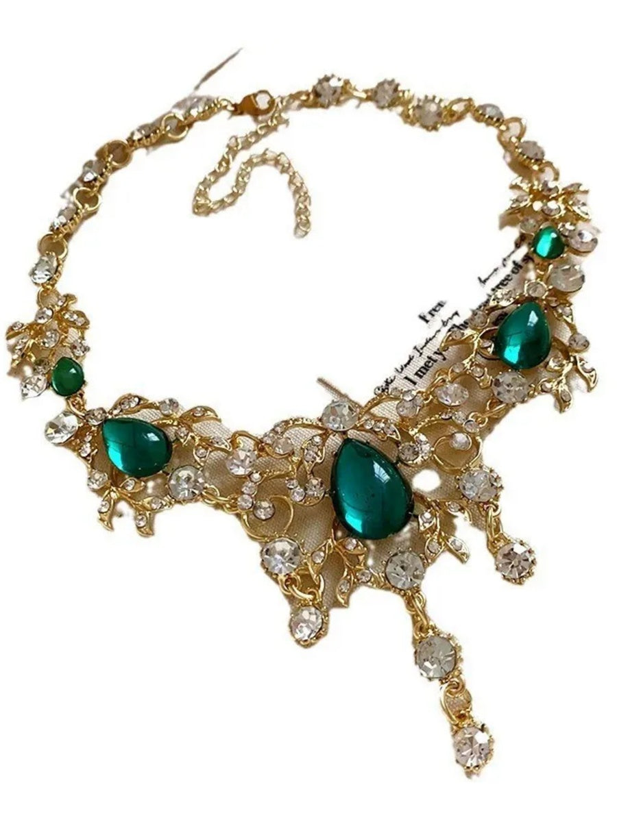Stylish Necklace Earrinngs Jewelry Set with Delicated Rhinestone