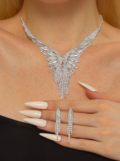 Women's Versatile Luxury Tassel Necklace and Earrings Jewelry Set