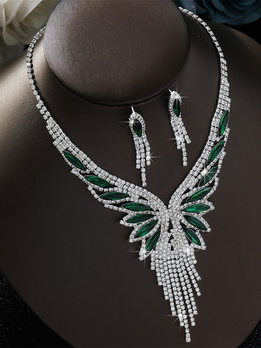 Women's Versatile Luxury Tassel Necklace and Earrings Jewelry Set