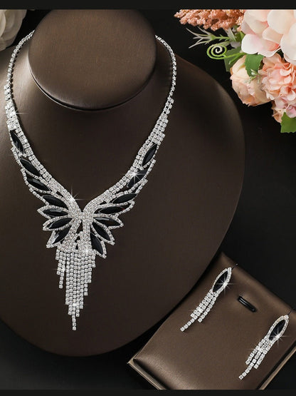Women's Versatile Luxury Tassel Necklace and Earrings Jewelry Set