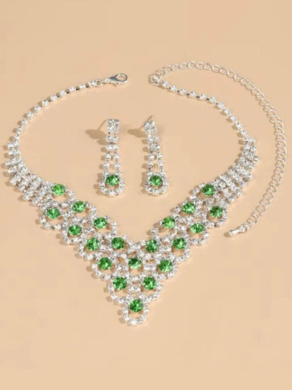 Women's Shiny Crystal Necklace Earrings Delicated Jewelry Set