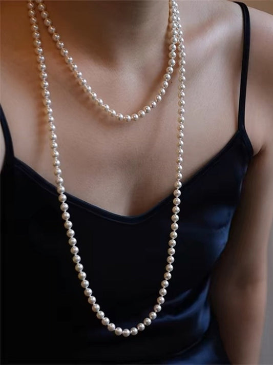 Stylish Minimalist Women's Long Pearl Necklace
