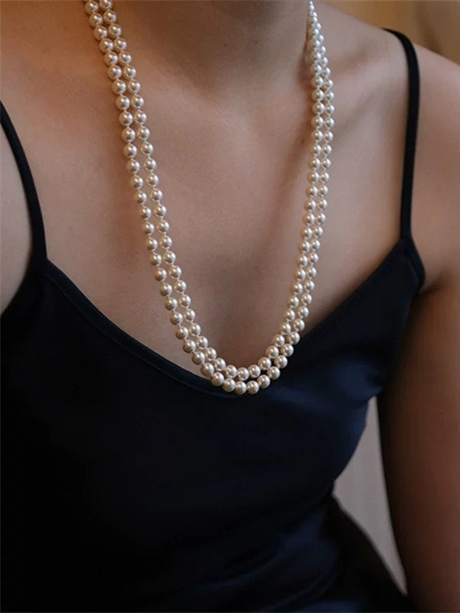 Stylish Minimalist Women's Long Pearl Necklace