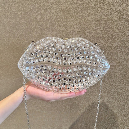 Lovely Gorgeous Crystal Clutch Women's Chain Wallets