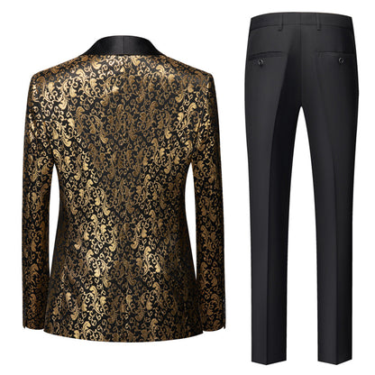 Tailored Fit Single Breasted One-button 3 Pieces Printed Men's Formal Party Suits