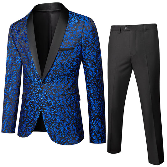 Tailored Fit Single Breasted One-button 2 Pieces Printed Men's Formal Party Suits