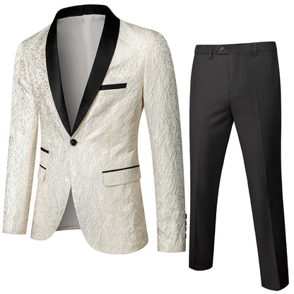 Tailored Fit Single Breasted One-button 2 Pieces Printed Men's Formal Party Suits