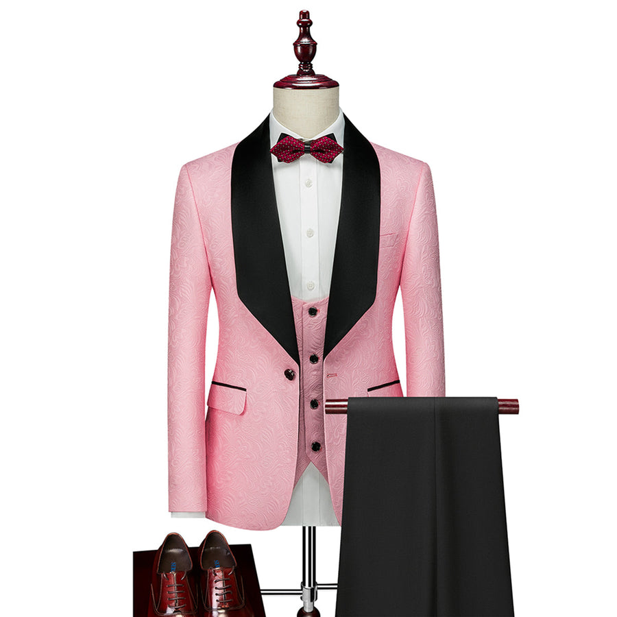 Tailored Fit Single Breasted One-button 3 Pieces Patterned Men's Wedding Suits