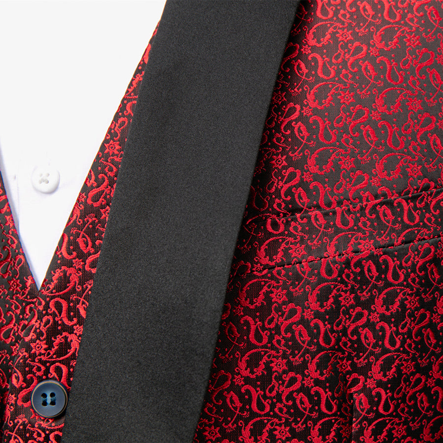 Tailored Fit Single Breasted One-button 3 Pieces Printed Men's Formal Party Suits