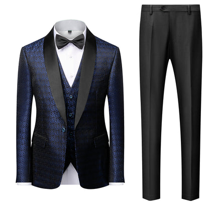Tailored Fit Single Breasted One-button 3 Pieces Printed Men's Formal Party Suits
