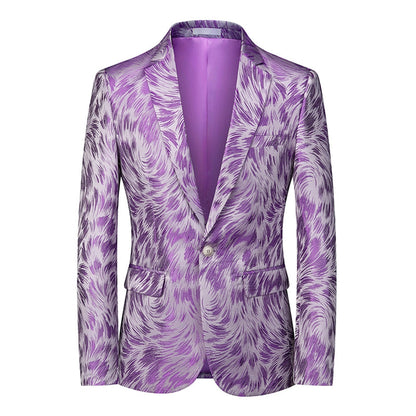 Tailored Fit Notched Lapel Single Breasted One-button Men's Party Jacket