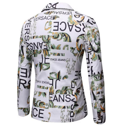 Men's Tailored Fit Notched Lapel Single Breasted One-button Printed Floral Jacket