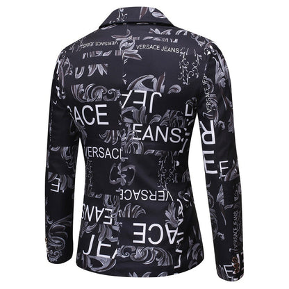 Men's Tailored Fit Notched Lapel Single Breasted One-button Printed Floral Jacket