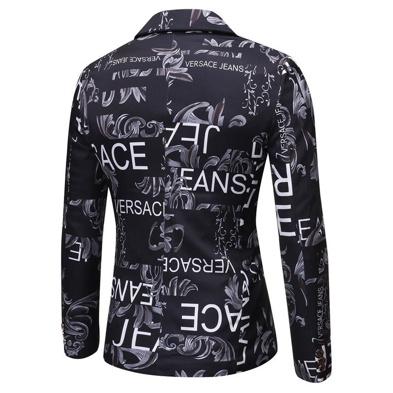 Men's Tailored Fit Notched Lapel Single Breasted One-button Printed Floral Jacket