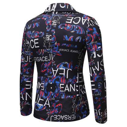 Men's Tailored Fit Notched Lapel Single Breasted One-button Printed Floral Jacket