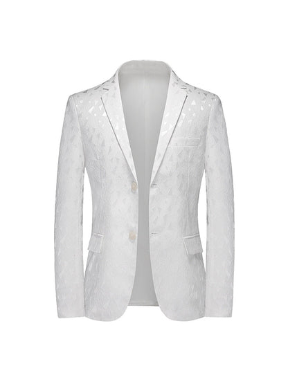 Tailored Fit Notched Lapel Single Breasted Two-button Geometric Men's Fashionable Jacket