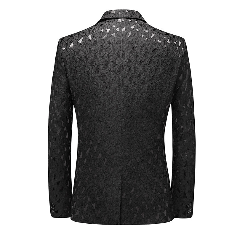 Tailored Fit Notched Lapel Single Breasted Two-button Geometric Men's Fashionable Jacket