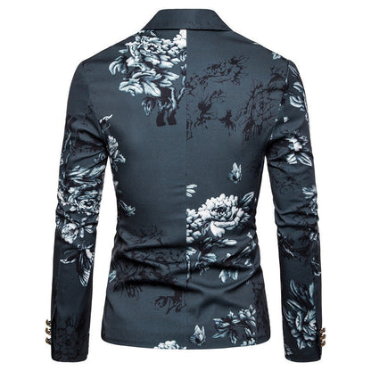 Tailored Fit Notched Single Breasted One-Button Printed Men's Party Jacket