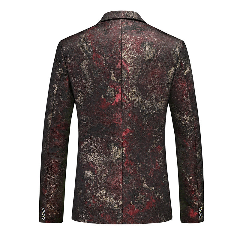 Tailored Fit Notched Lapel Single Breasted One-button Floral Men's Casual Jacket