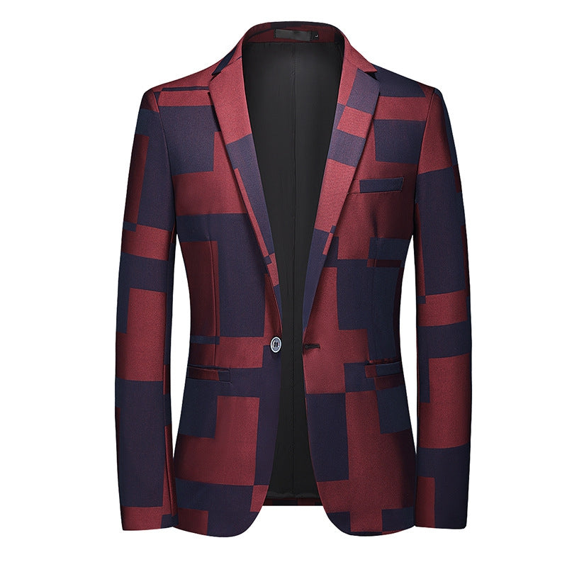 Tailored Fit Notched Single Breasted One-button Vintage Checkered Men's Blazer Jacket