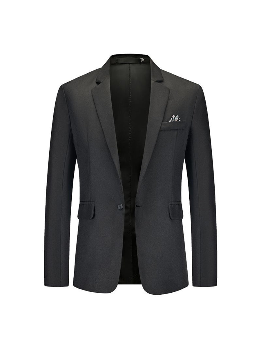 Tailored Fit Notched Single Breasted One-button Minimalist Men's Formal Jacket