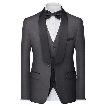 Tailored Fit Shawl Lapel Single Breasted One-button 3 Pieces Solid Colored Men's Suits
