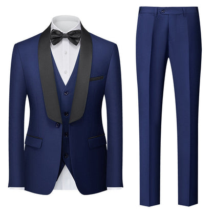 Tailored Fit Shawl Lapel Single Breasted One-button 3 Pieces Solid Colored Men's Suits