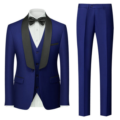 Tailored Fit Shawl Lapel Single Breasted One-button 3 Pieces Solid Colored Men's Suits