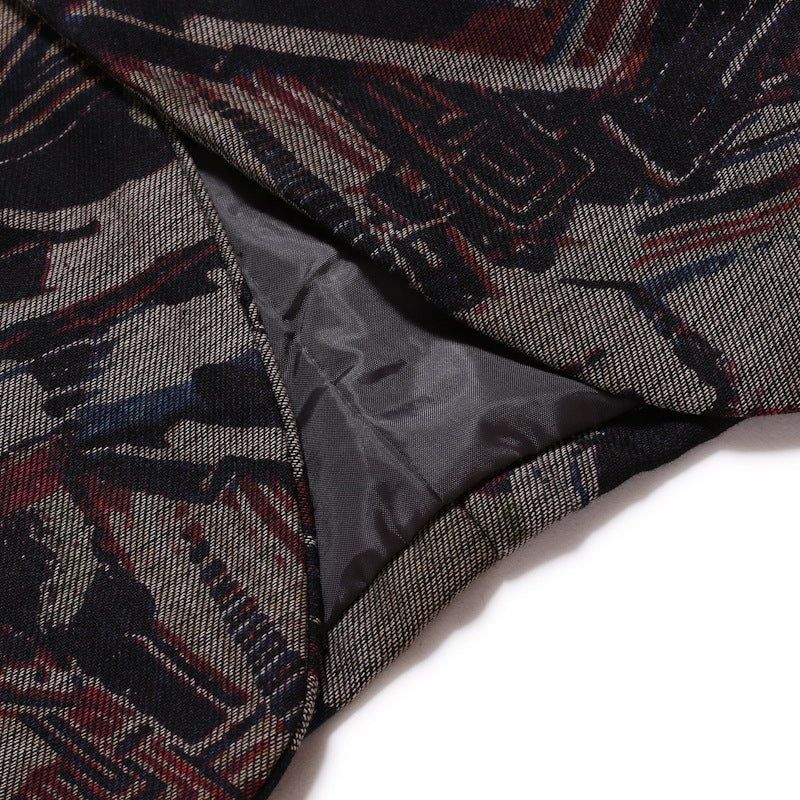 Tailored Fit Notched Lapel Single Breasted One-button Stylish Printed Men's Jacket