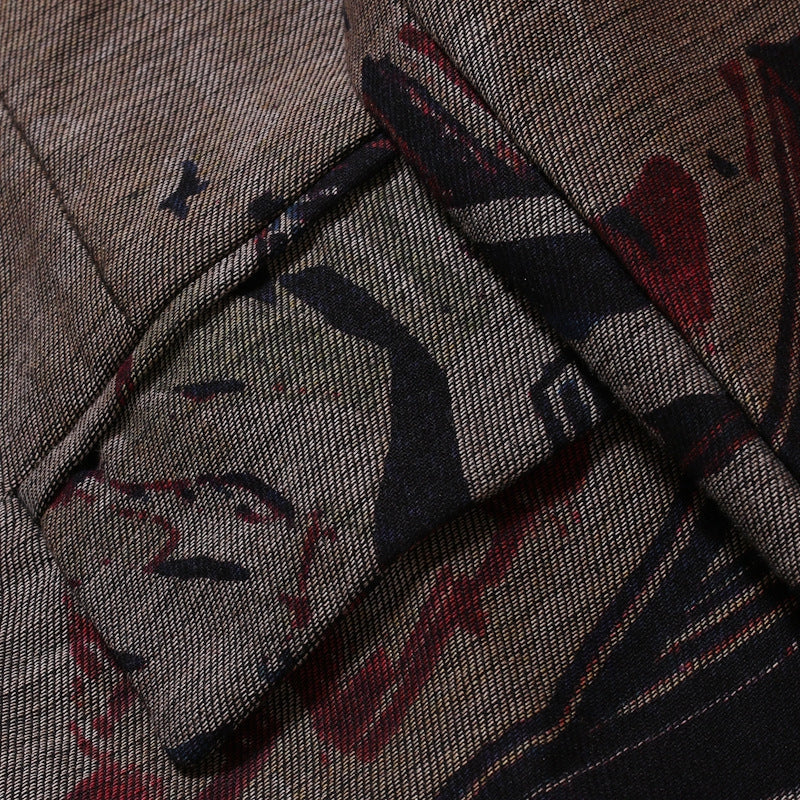 Tailored Fit Notched Lapel Single Breasted One-button Stylish Printed Men's Jacket