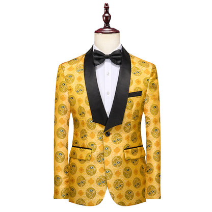 Tailored Fit Shawl Lapel Single Breasted One-Button Embroidery 2 Piece Men's Party Suits