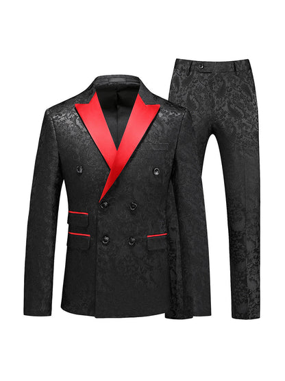 Tailored Fit Peaked Lapel Double Breasted Six-Buttons 2 Piece Men's Party Suits