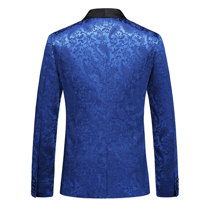 Tailored Fit Shawl Lapel Single Breasted One-Button Jacquard 2 Piece Men's Party Suits